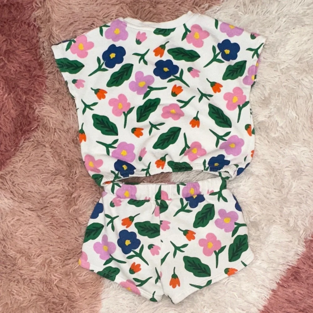 Cat & Jack White Floral Two-Piece Set with Pink, Blue, Green & Orange - Picture 3 of 5